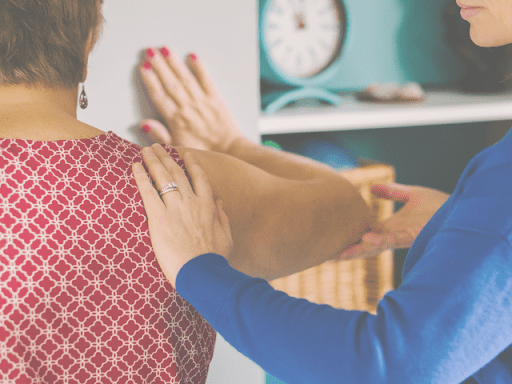 Beth Hoag, a cancer-related lymphedema physiotherapist works with a client to reduce the risk of lymphedema.